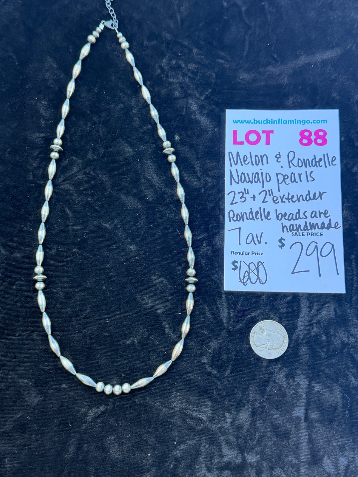 LOT 88 10/25 Melon & Rondelle Navajo Pearls 23”+2”Extender Rondelle Beads are Handmade