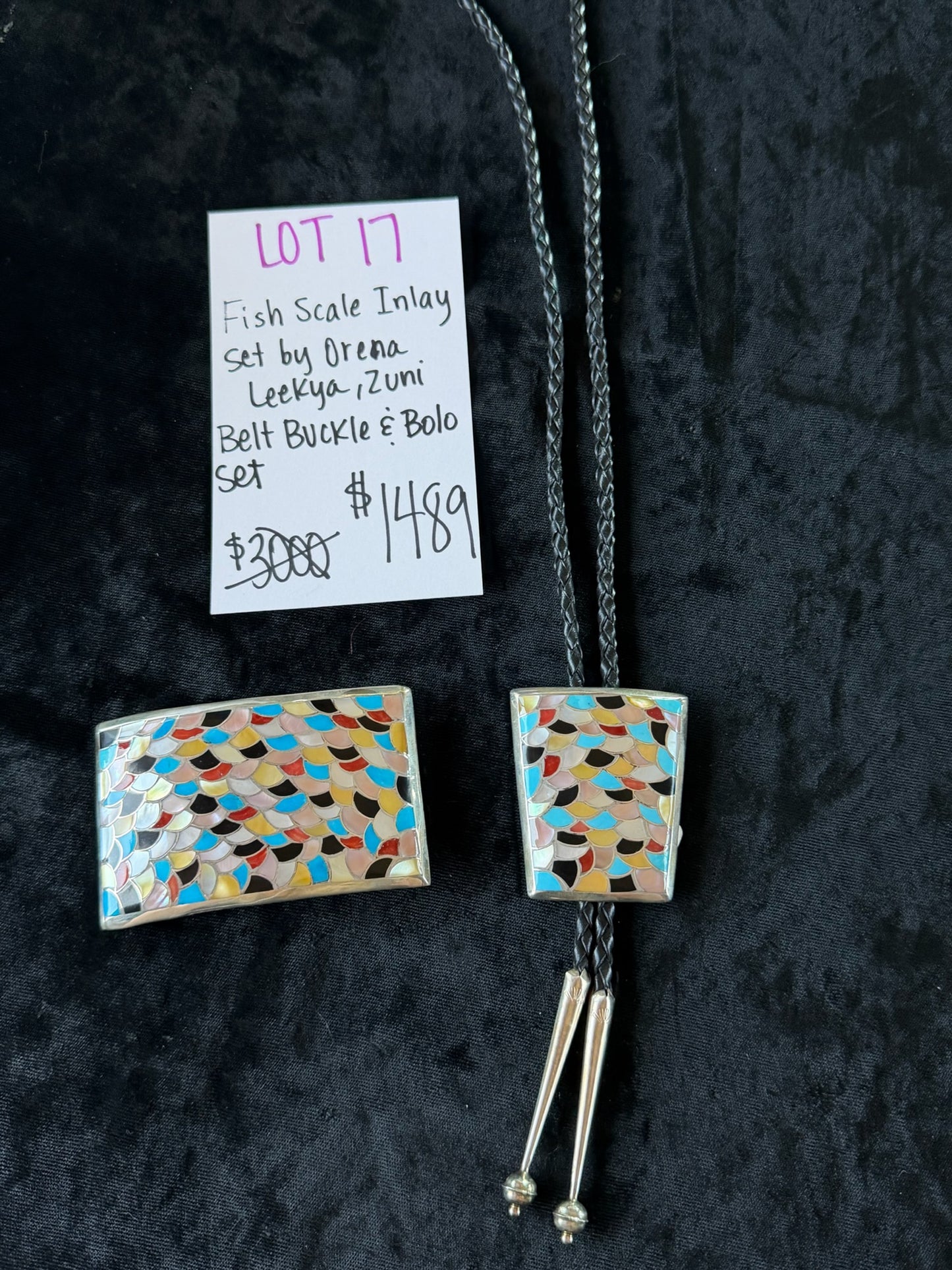 LOT 17 5/31 Fish Scale Inlay Set by Orena Leekya, Zuni