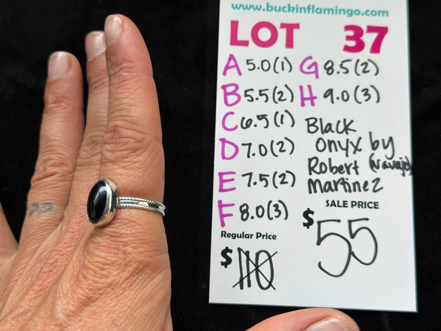 LOT 37 E 5/31 7.5 Black Onyx by Robert Martinez, Navajo