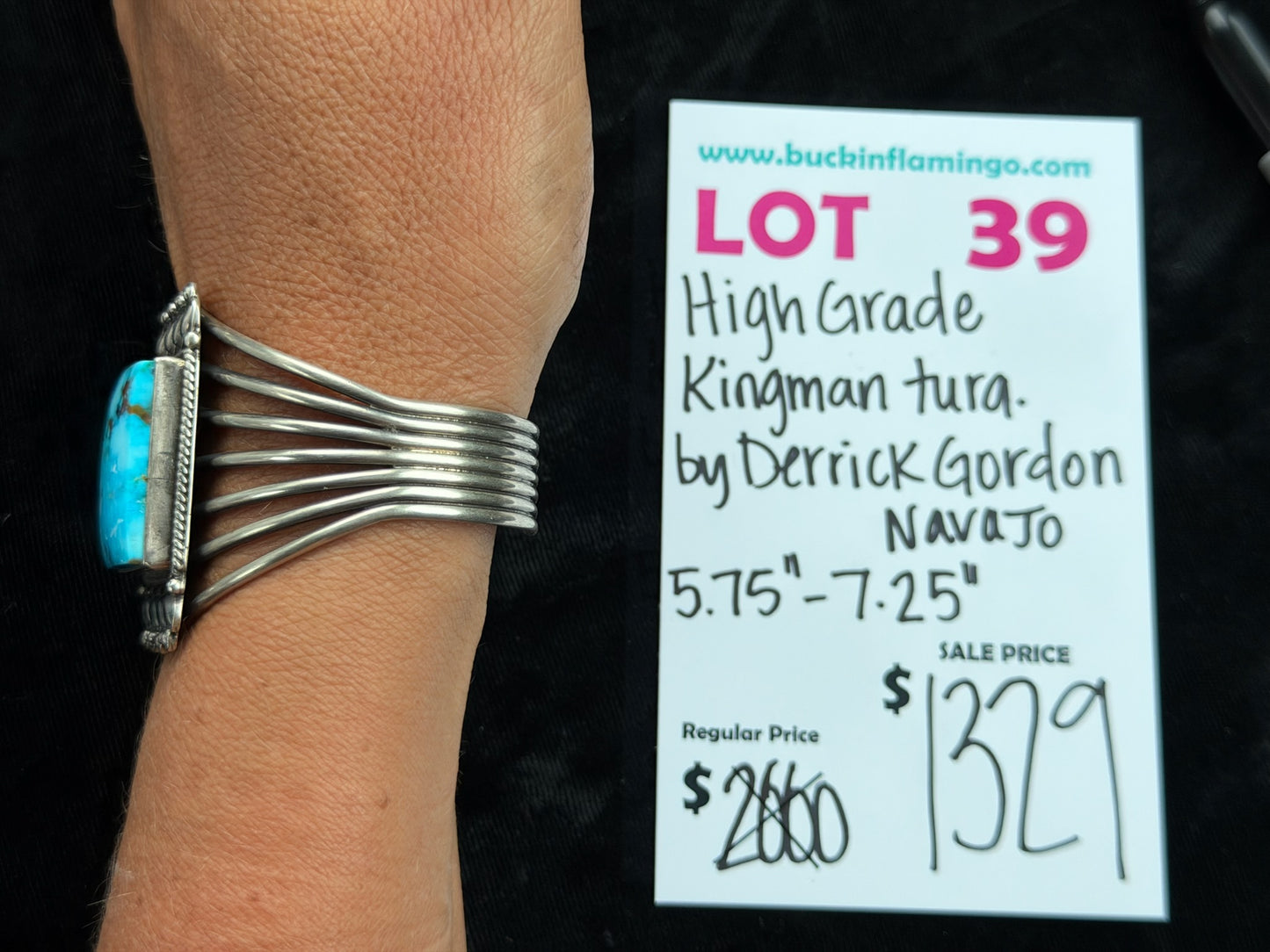 LOT 39 5/31 High Grade Kingman Turquoise by Derrick Gordon, Navajo 5.75”-7.25”