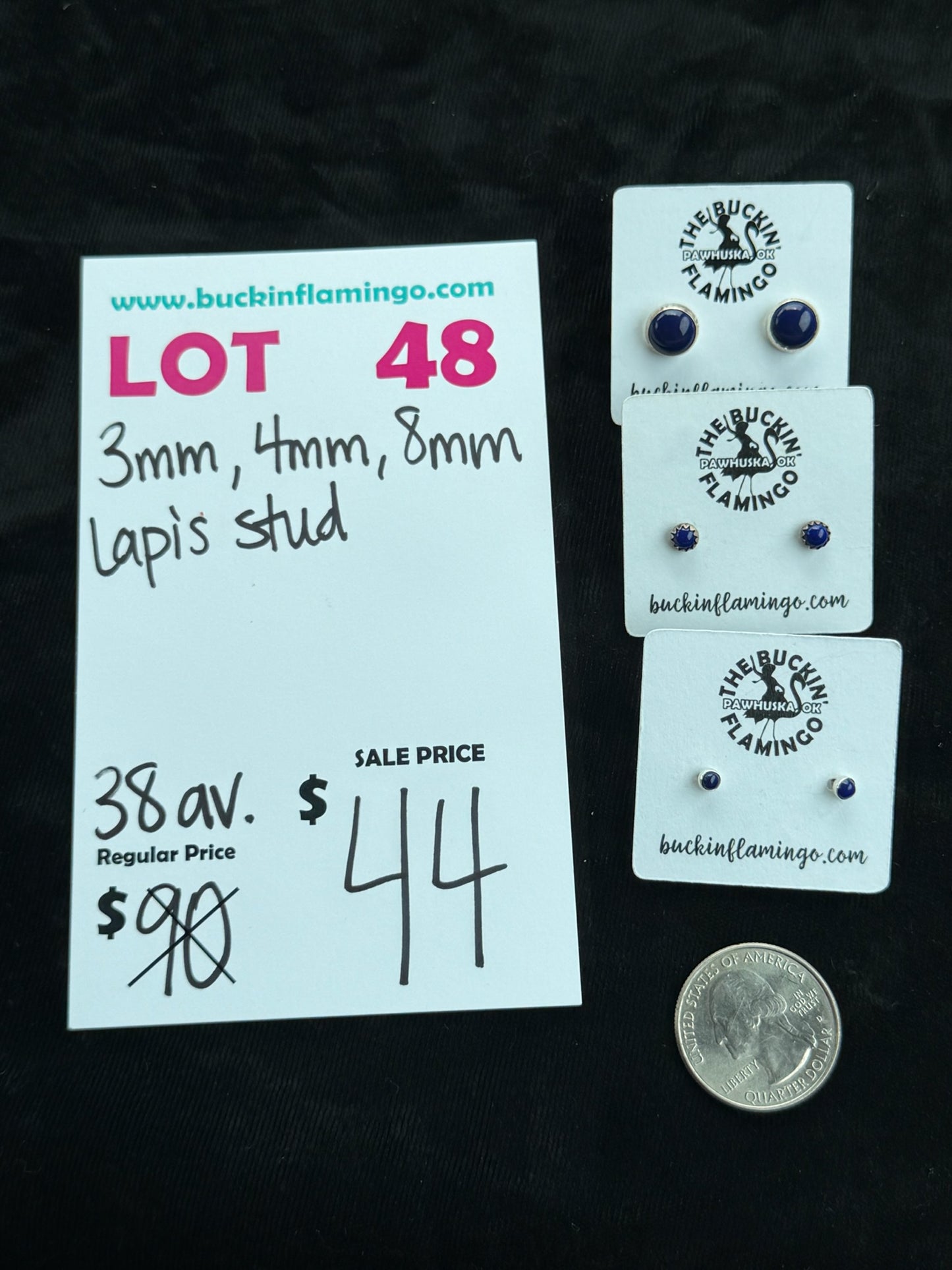 LOT 48 5/31 3mm, 4mm, 8mm Lapis Stud