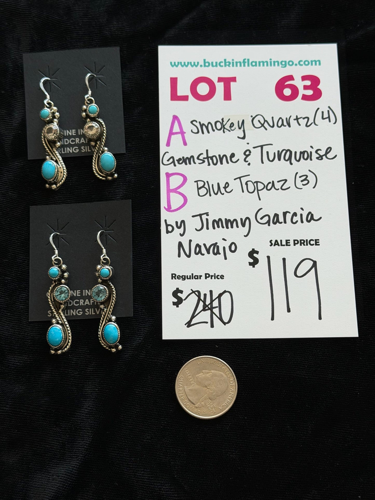 LOT 63 A 5/31 Smokey Quartz & Turquoise by Jimmy Garcia, Navajo