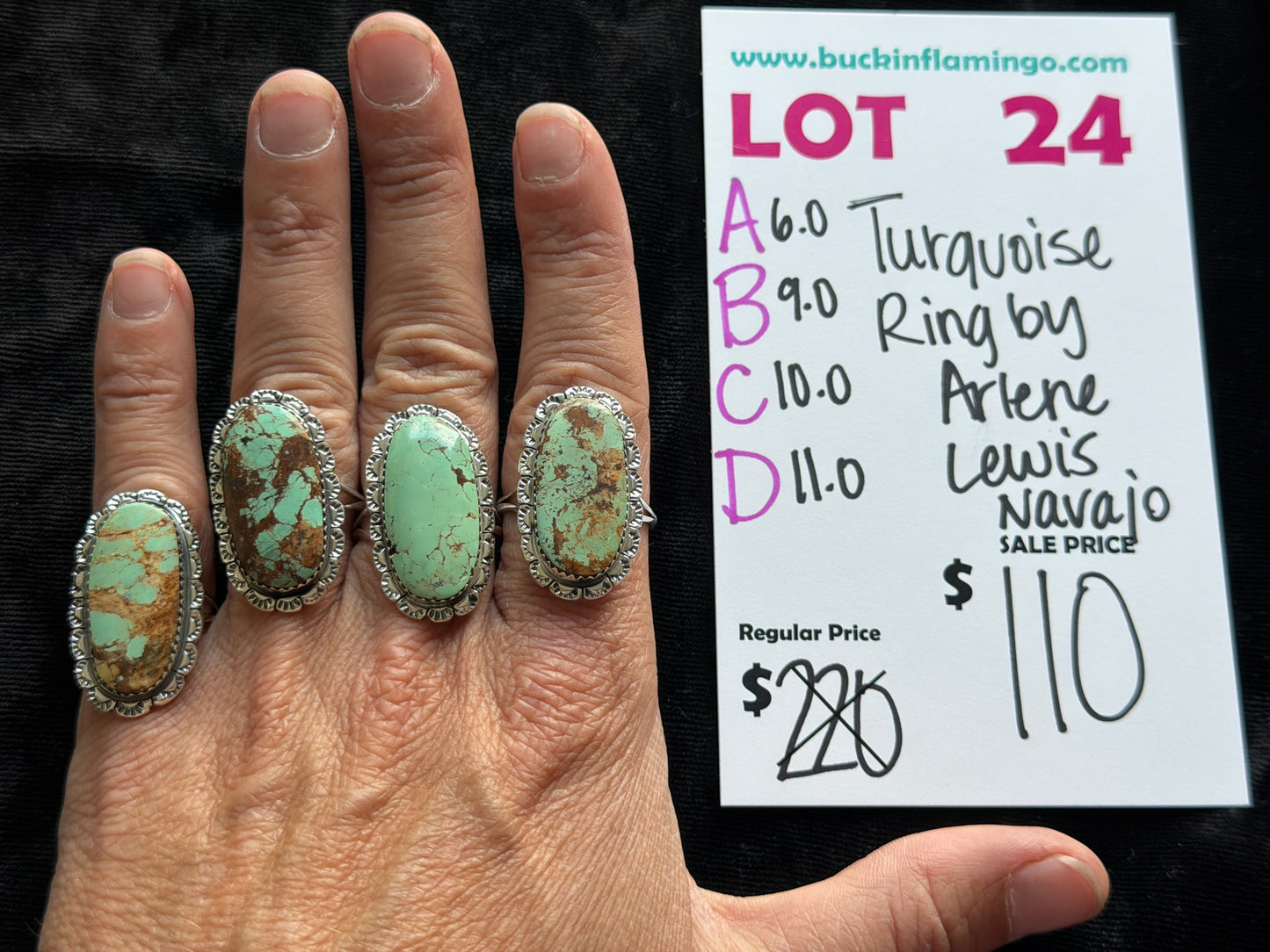 LOT 24 D 6/7 11.0 Turquoise Ring by Arlene Lewis, Navajo