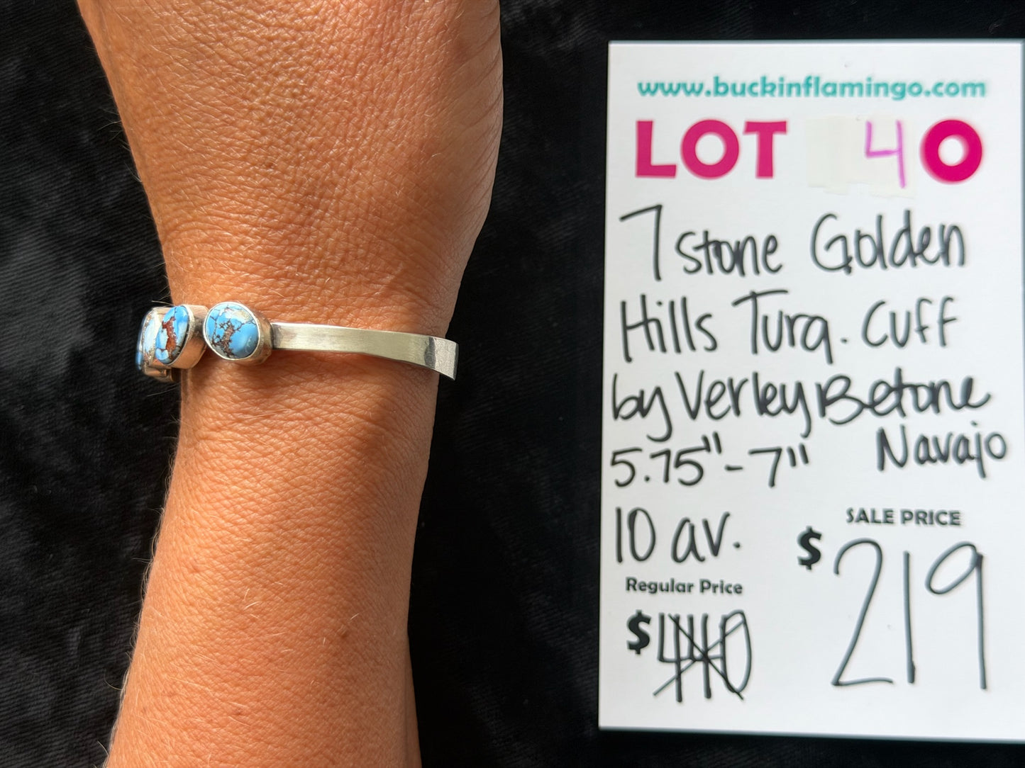 LOT 40 6/7 7 Stone Golden Hills Turquoise by Verley Betone, Navajo