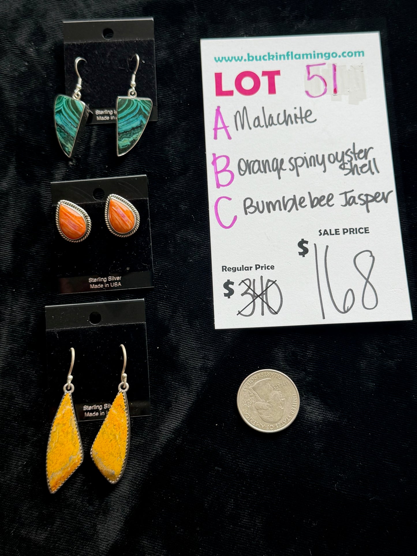 LOT 51 B 6/7 Orange Spiny Oyster Shell Earrings
