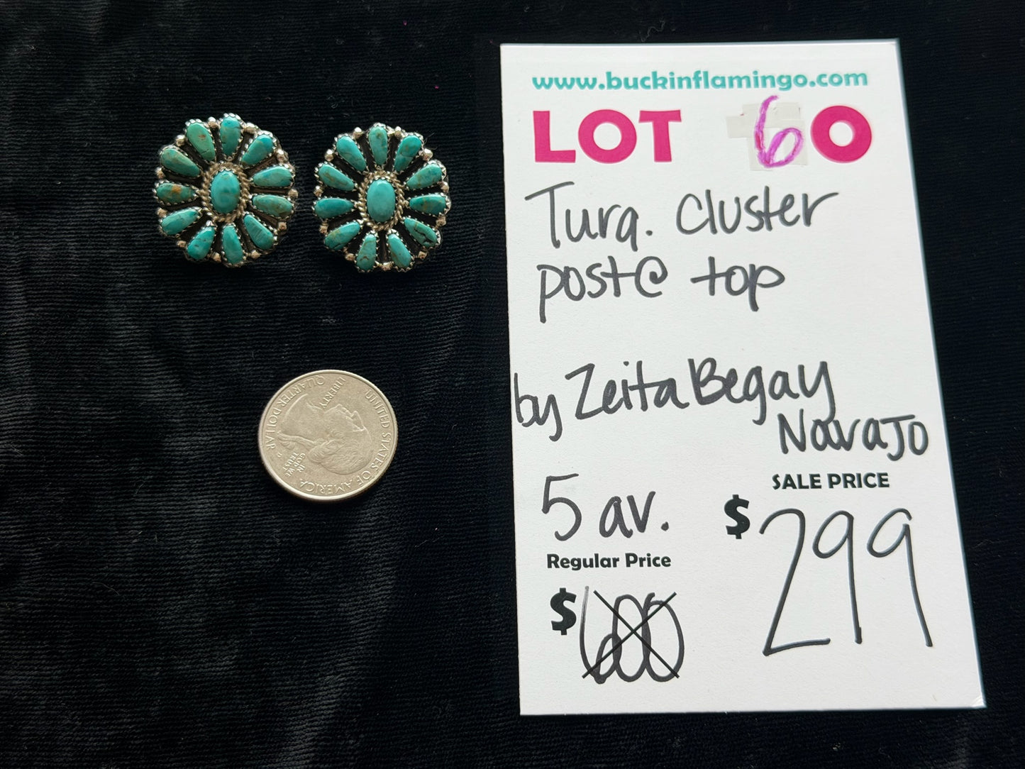 LOT 60 6/7 Turquoise Cluster Post @ Top by Zeita Begay, Navajo