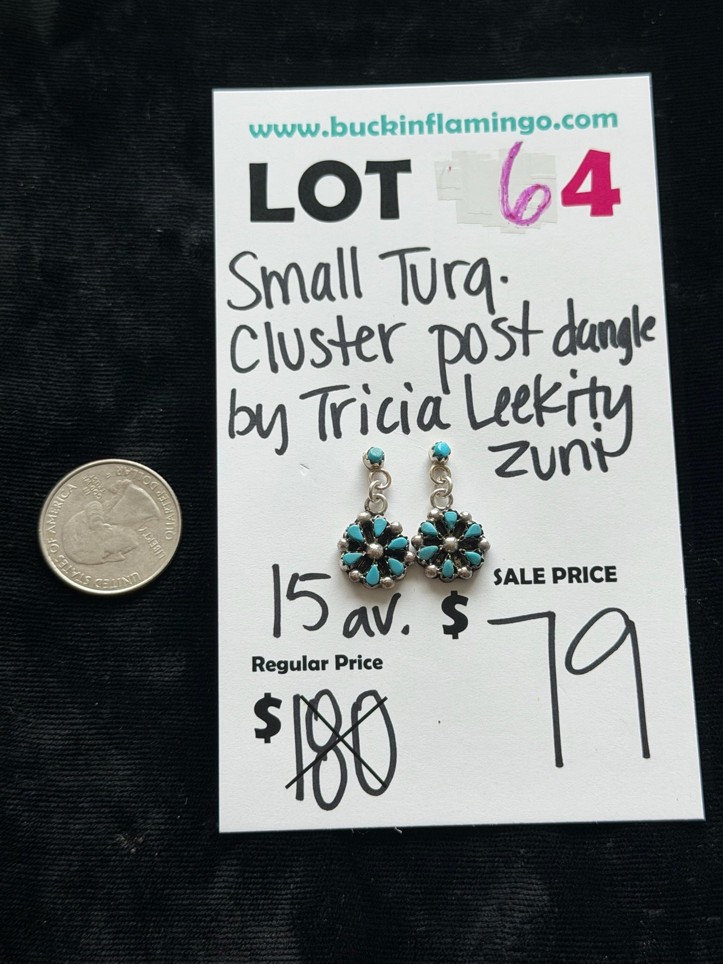 LOT 64 6/7 Small Turquoise Cluster Dangle by Tricia Leekity, Navajo