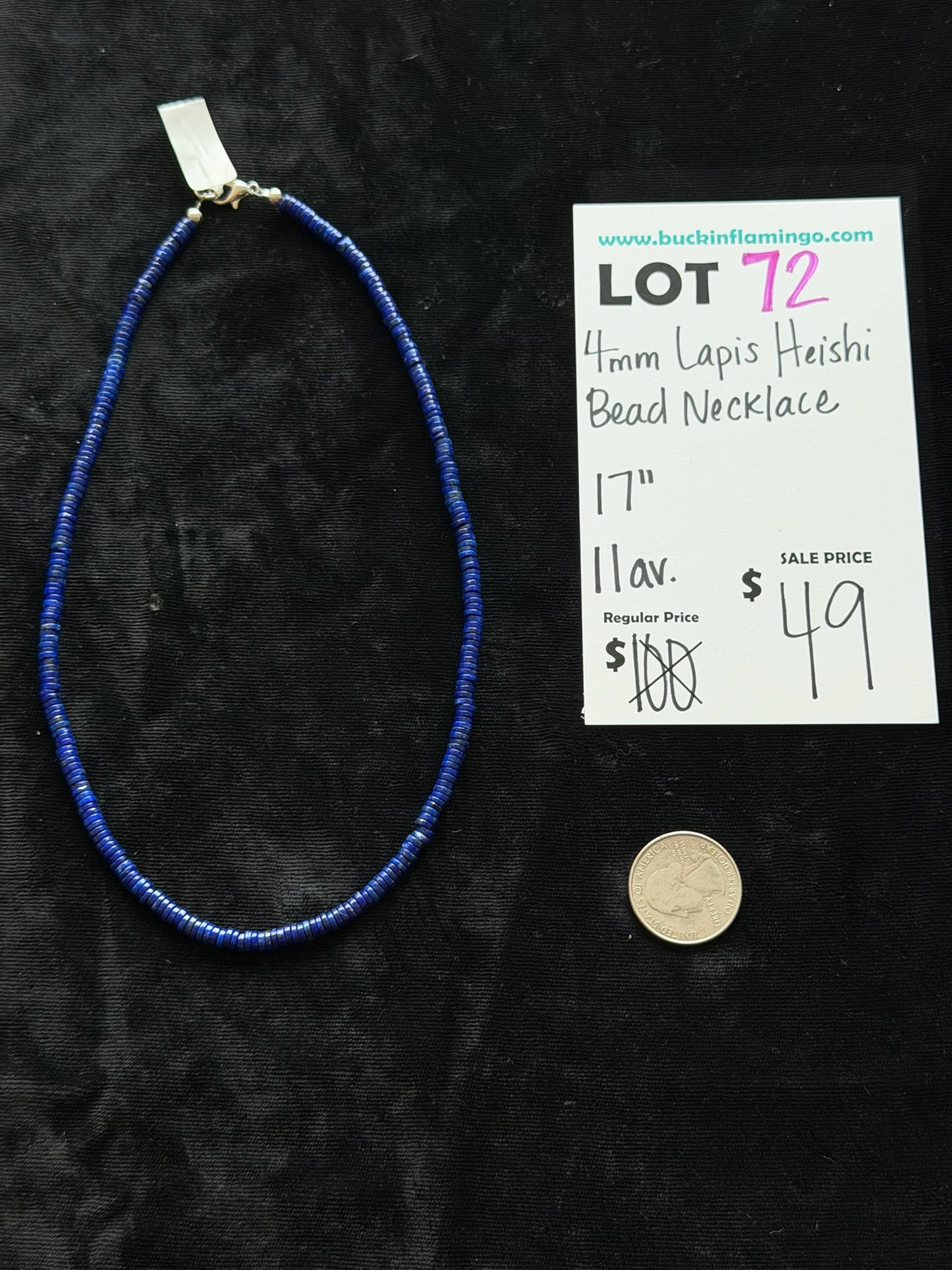 LOT 72 6/7 4mm Lapis Heishi Bead Necklace 17”