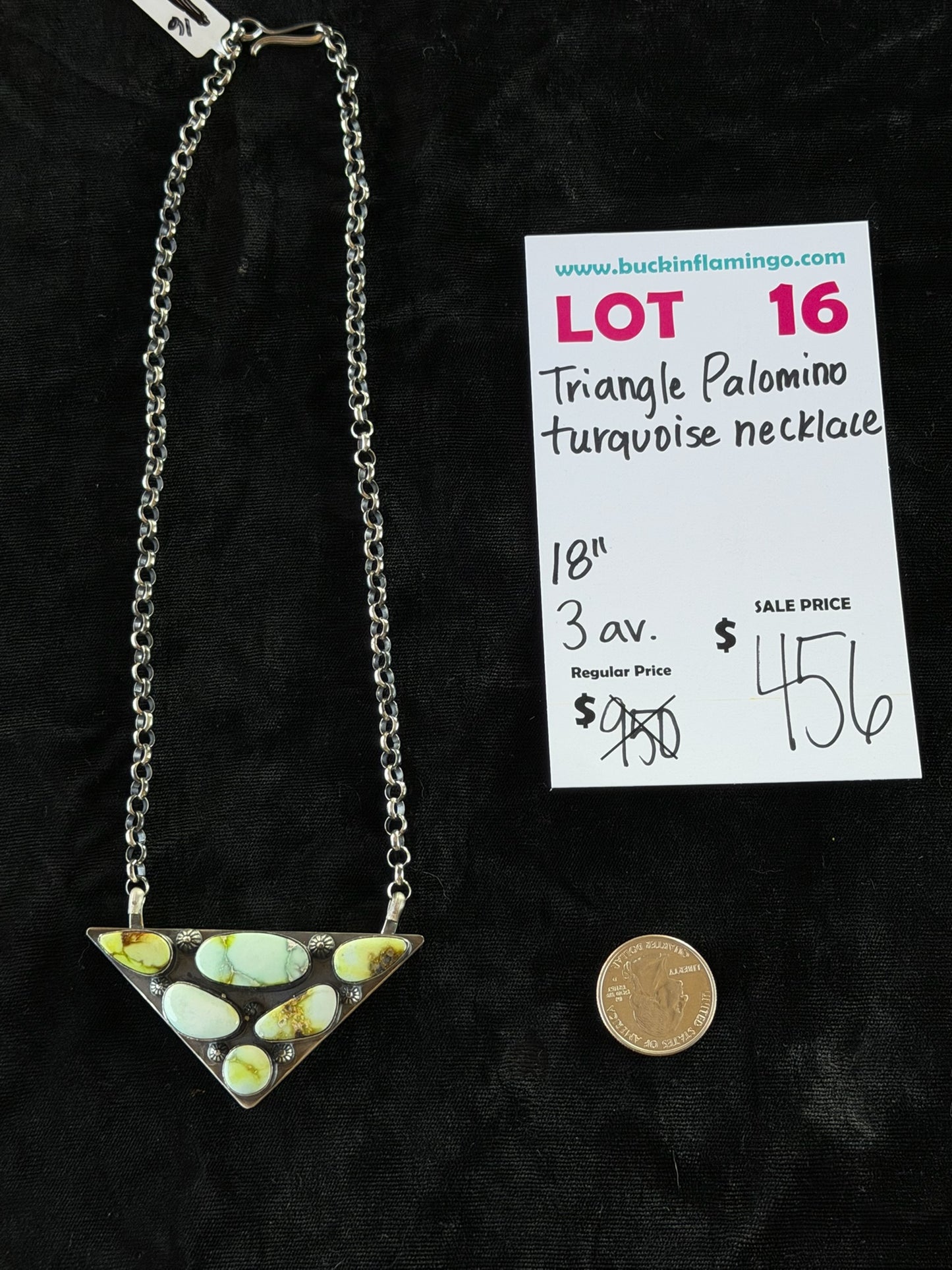 LOT 16 6/14 Triangle Palomino Turquoise Necklace 18”