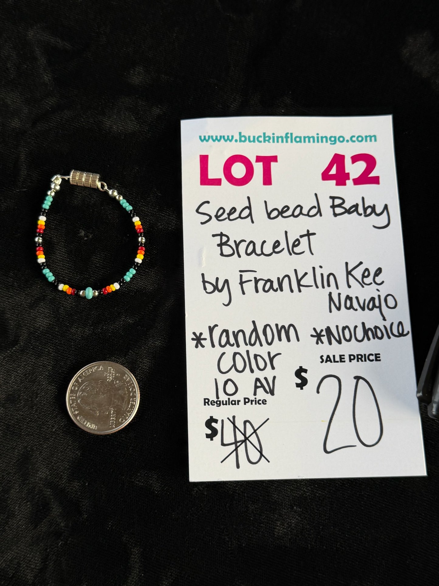 LOT 42 6/14 Seed Bead Baby Bracelet by Franklin Kee, Navajo *Random Color No Choice