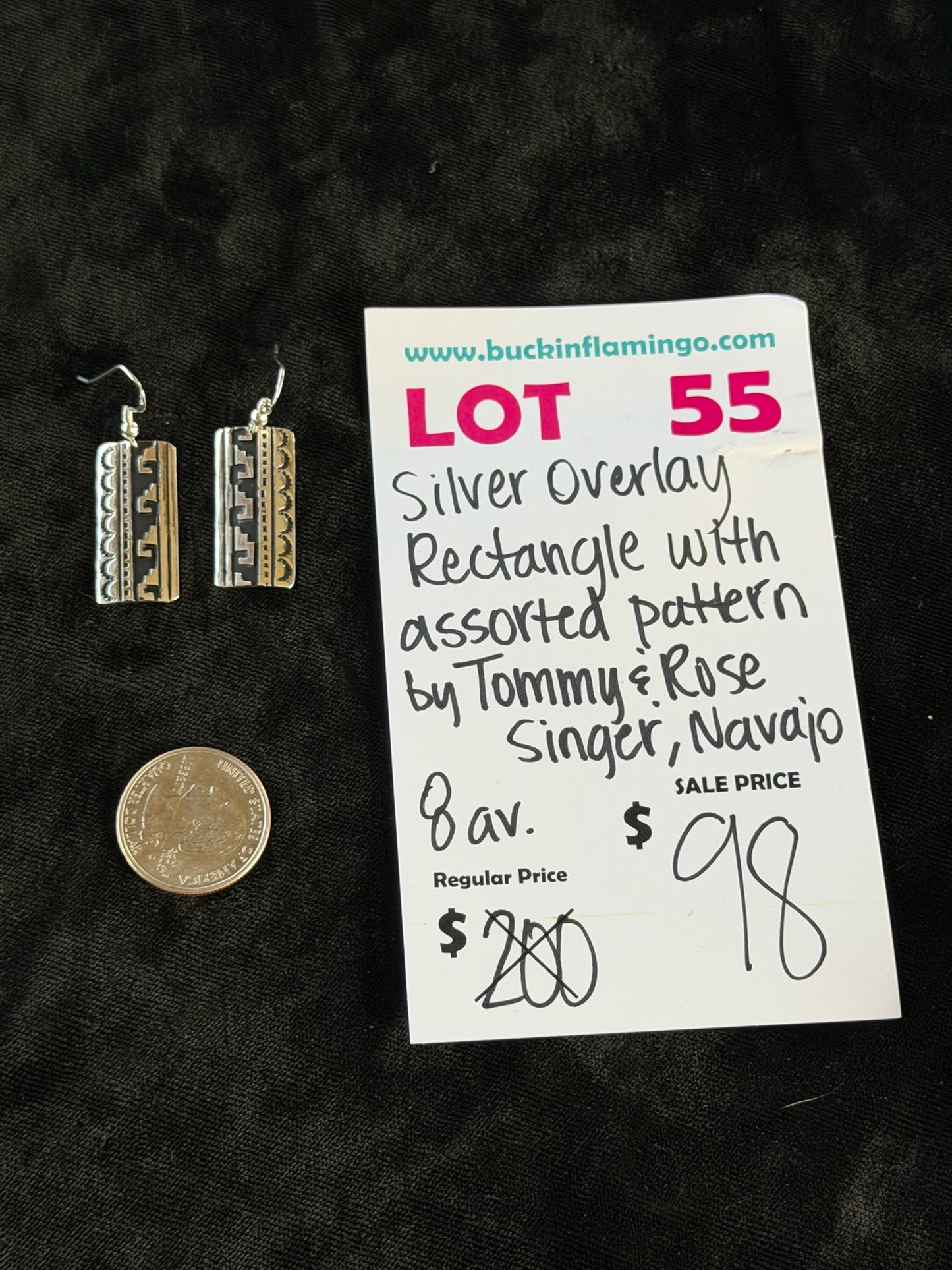 LOT 55 6/14 Silver Overlay Rectangle With Assorted Pattern by Tommy & Rose Singer, Navajo