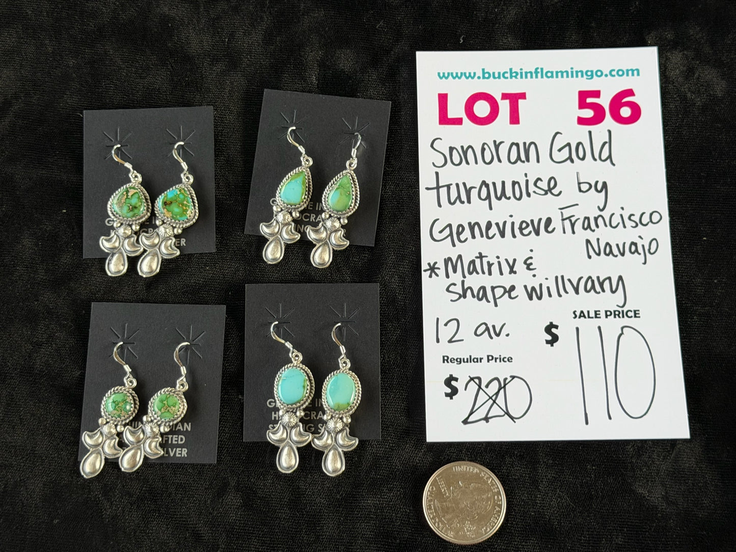 LOT 56 6/14 Sonoran Gold Turquoise by Genevieve Francisco, Navajo
