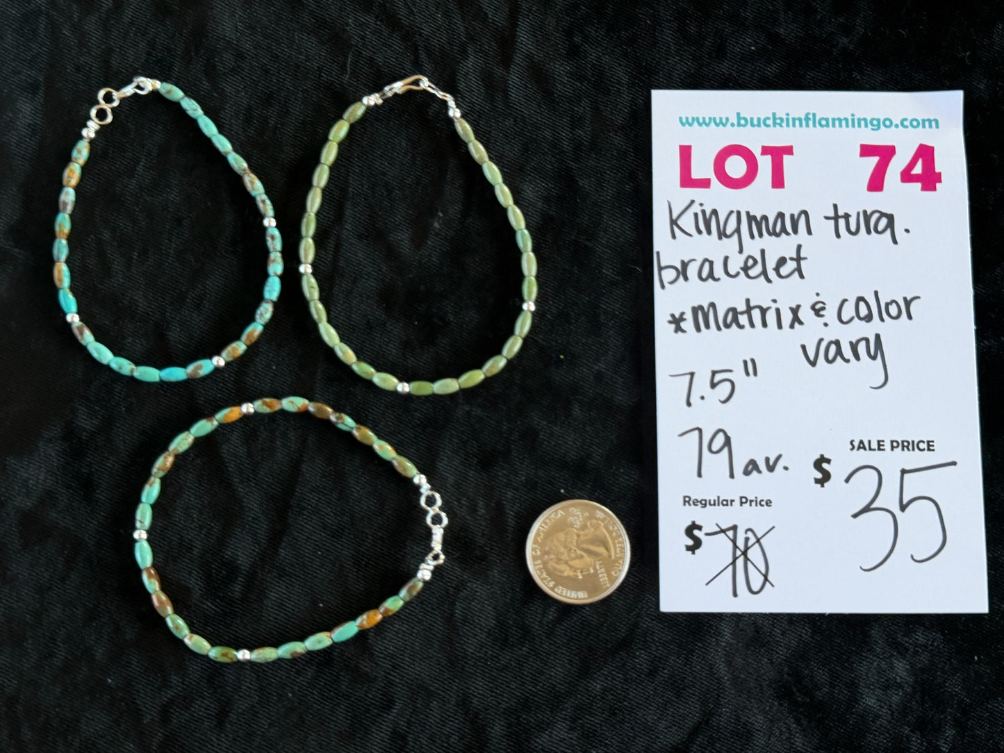 LOT 74 6/28 Kingman Turquoise Bracelet (Matrix & Color Vary) 7.5”
