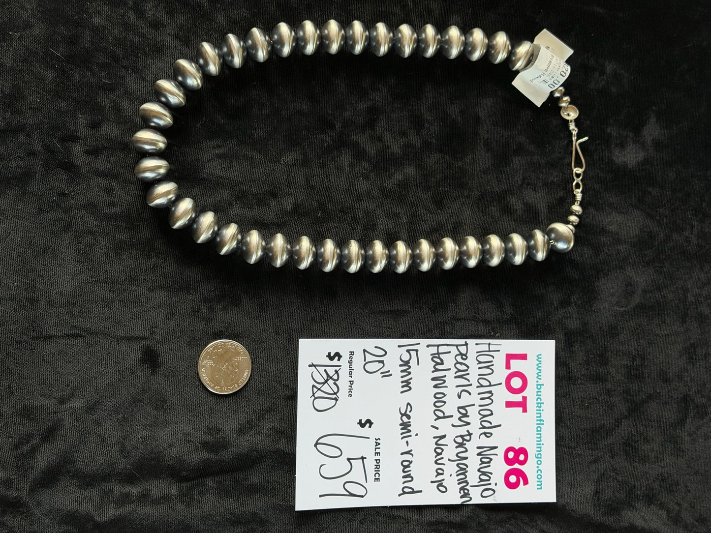 LOT 86 6/28 Handmade Navajo Pearls by Bryannen Halwood, Navajo 15mm Semi-Round 20”
