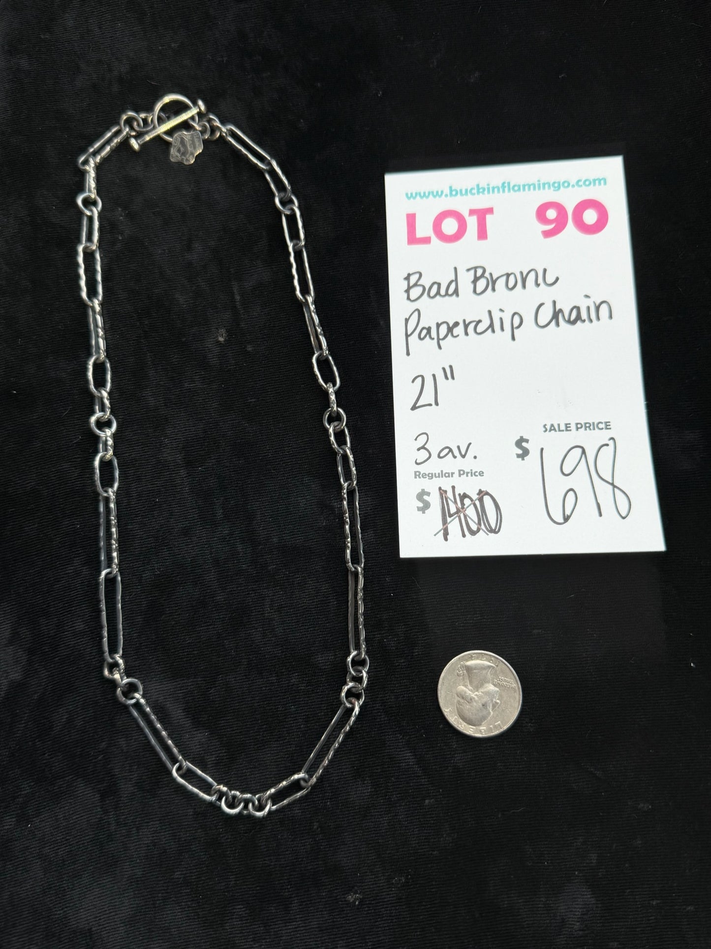 LOT 90 7/5 Bad Bronc Paperclip Chain 21”