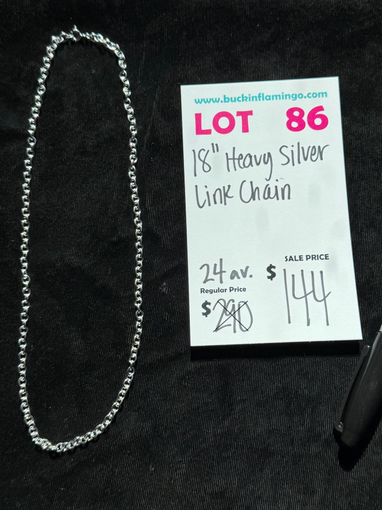 LOT 86 7/12 18” Heavy Silver Link Chain
