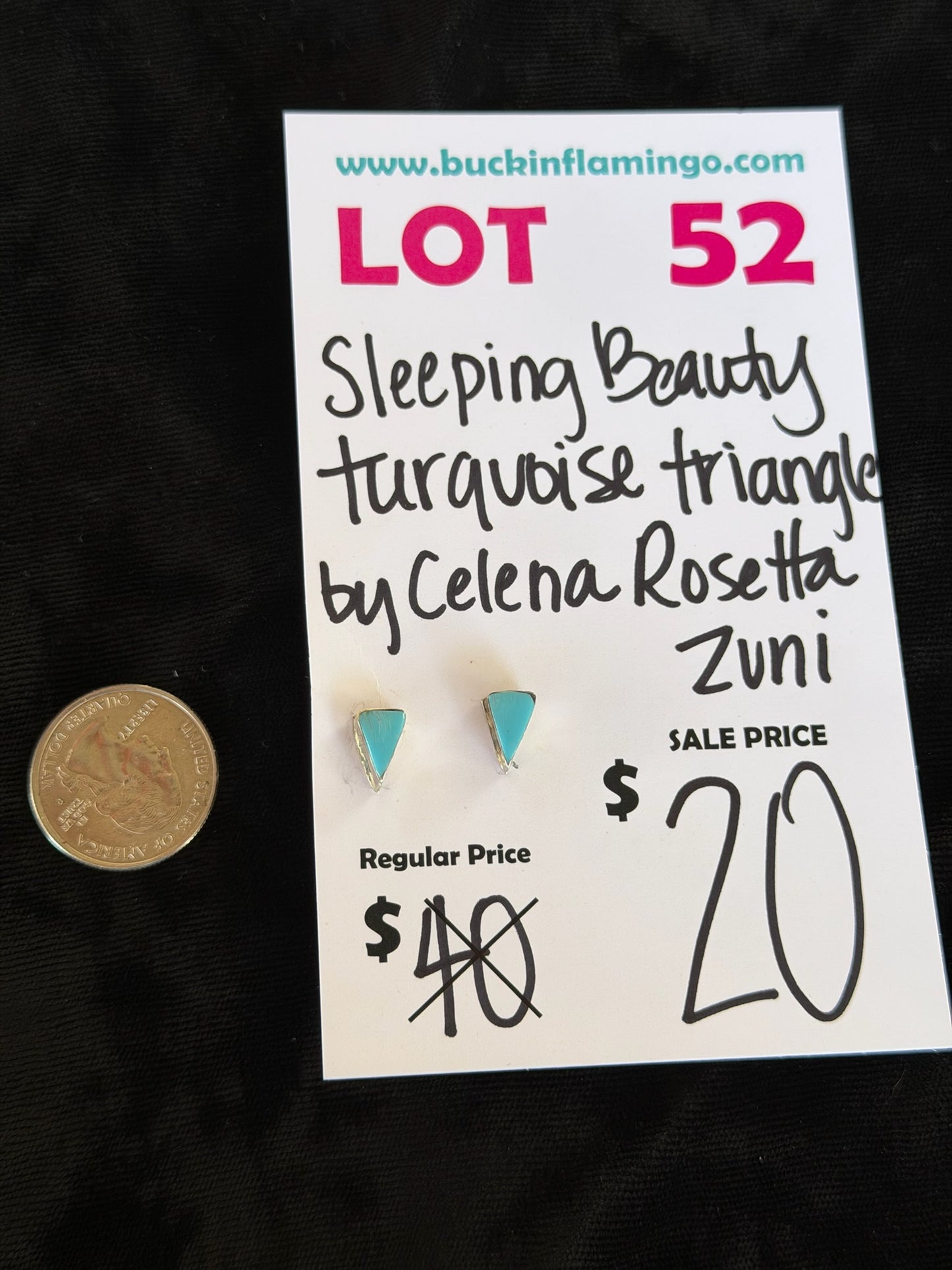 LOT 52 7/18 Sleeping Beauty Turquoises Triangle by Celena Rosetta, Zuni