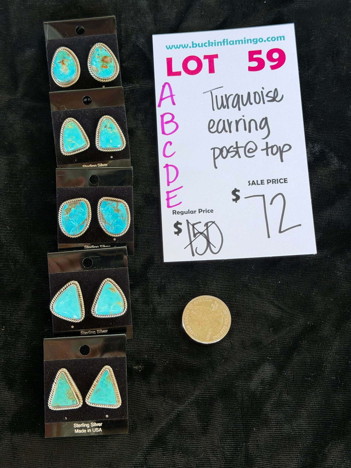 LOT 59 C 7/18 Turquoise Earring Post @ Top