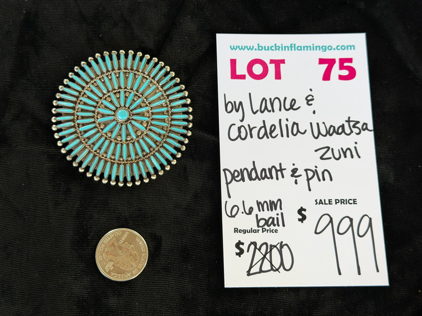 LOT 75 7/18 Pendant & Pin by Lance Cordelia Waata, Zuni