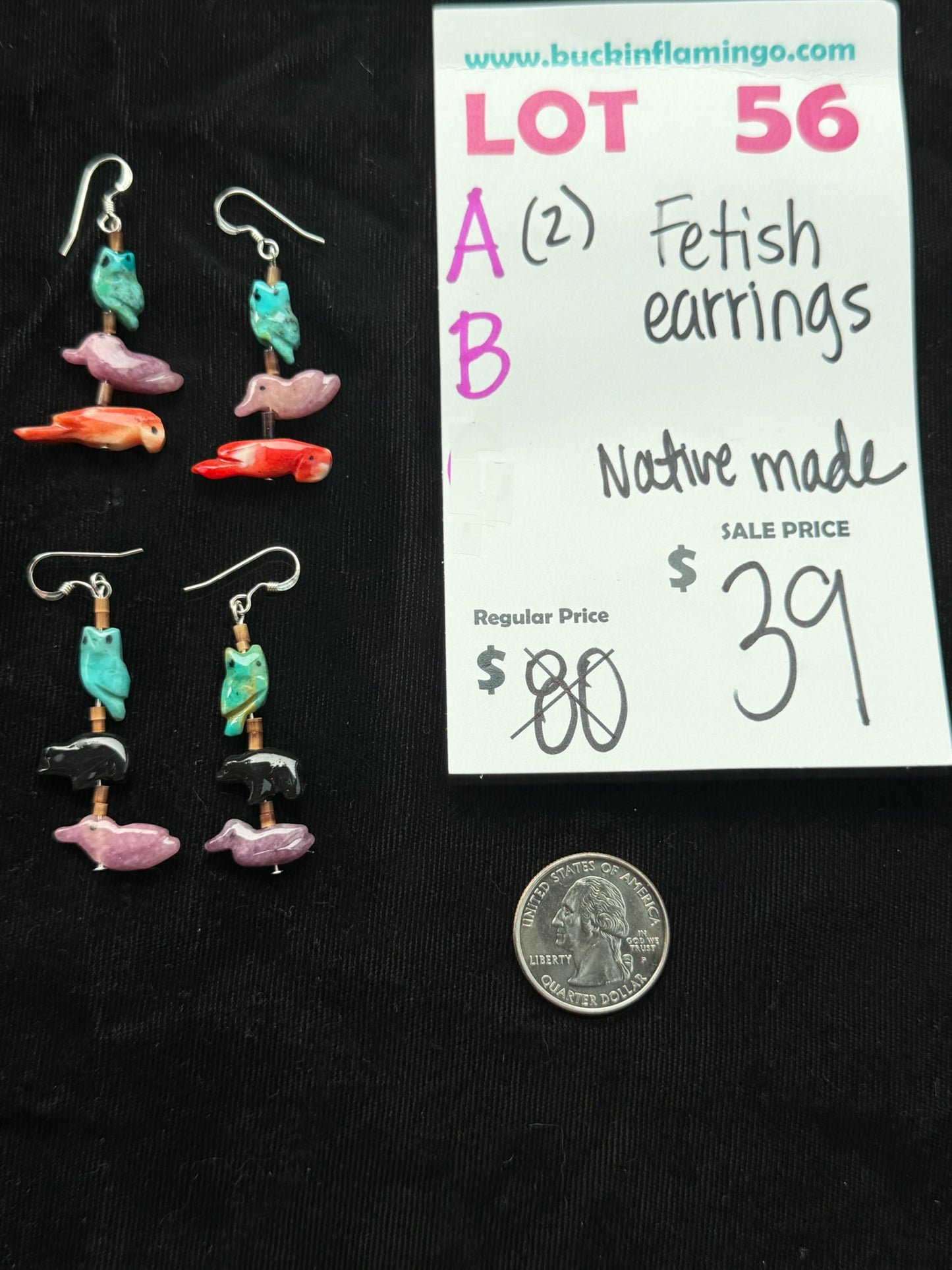 LOT 56 A 7/26 Fetish Earrings Native Made