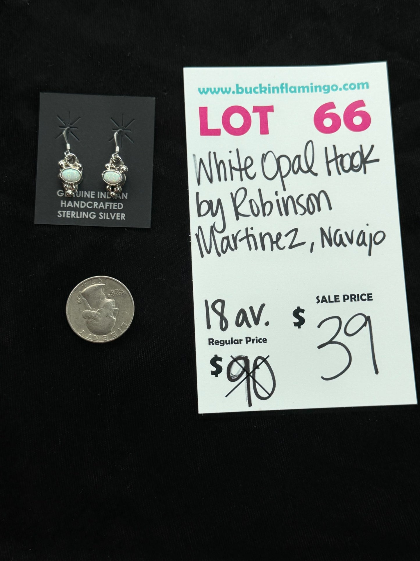 LOT 66 7/26 White Opal Hook by Robinson Martinez, Navajo