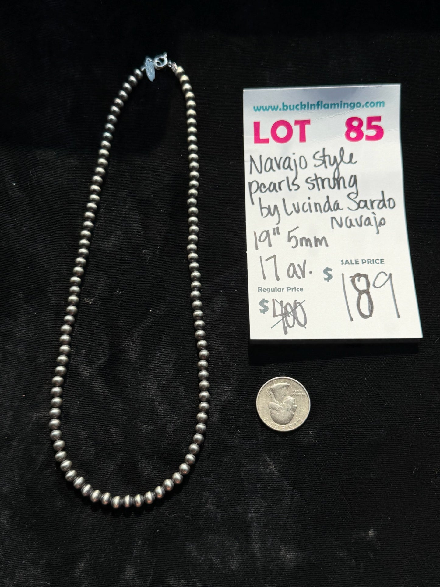 LOT 85 7/26 Navajo Style Pearls Strung by Lucinda Sardo, Navajo 19”5mm