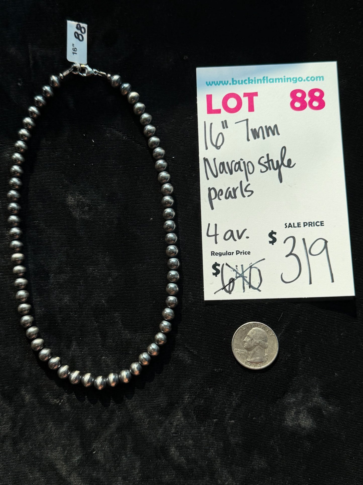 LOT 88 7/26 16” 7mm Navajo Style Pearls