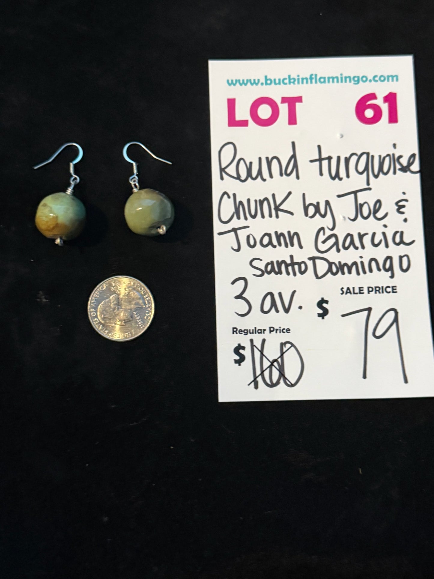 LOT 61 8/16 Round Turquoise Chunk by Joe & Joann Garcia, Santo Domingo