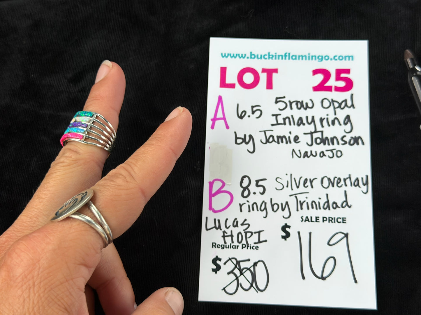 LOT 25 B 8/23 8.5 Silver Overlay Ring by Trinidad Lucas, Hopi
