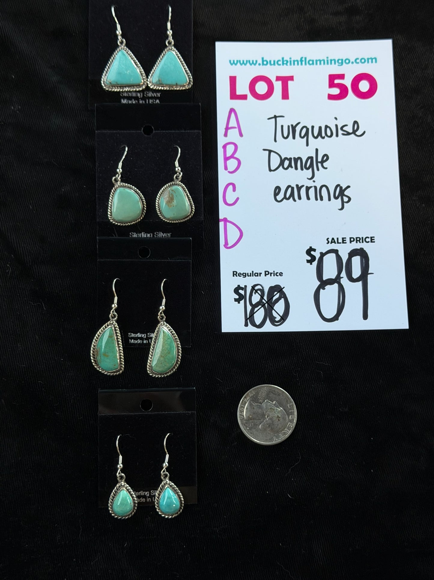LOT 50 B 8/23 Turquoise Dangle Earrings