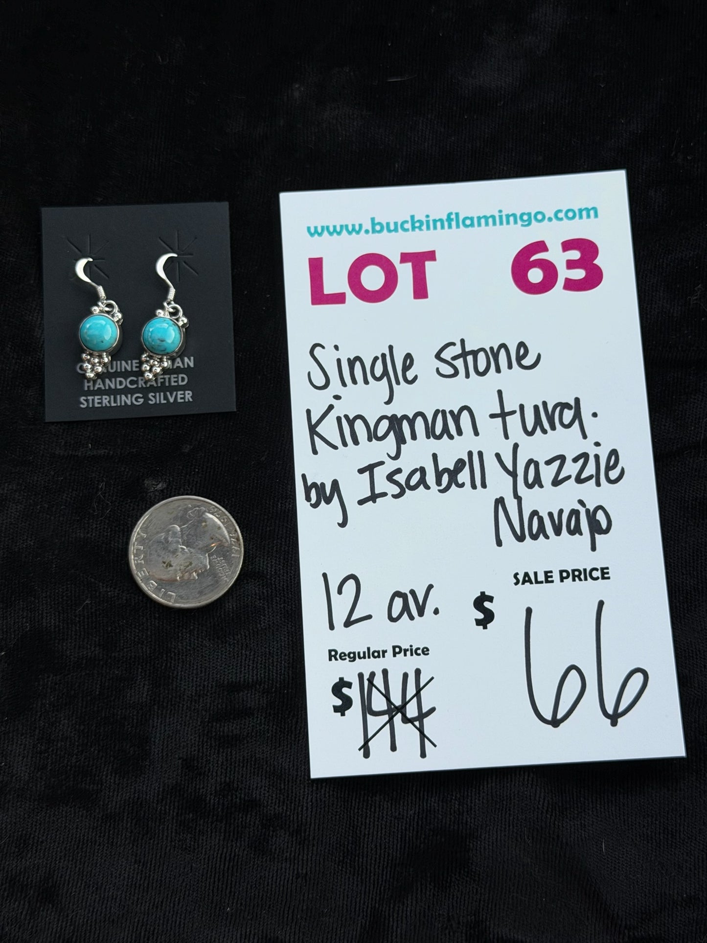 LOT 63 8/23 Single Stone Kingman Turquoise by Isabell Yazzie, Navajo