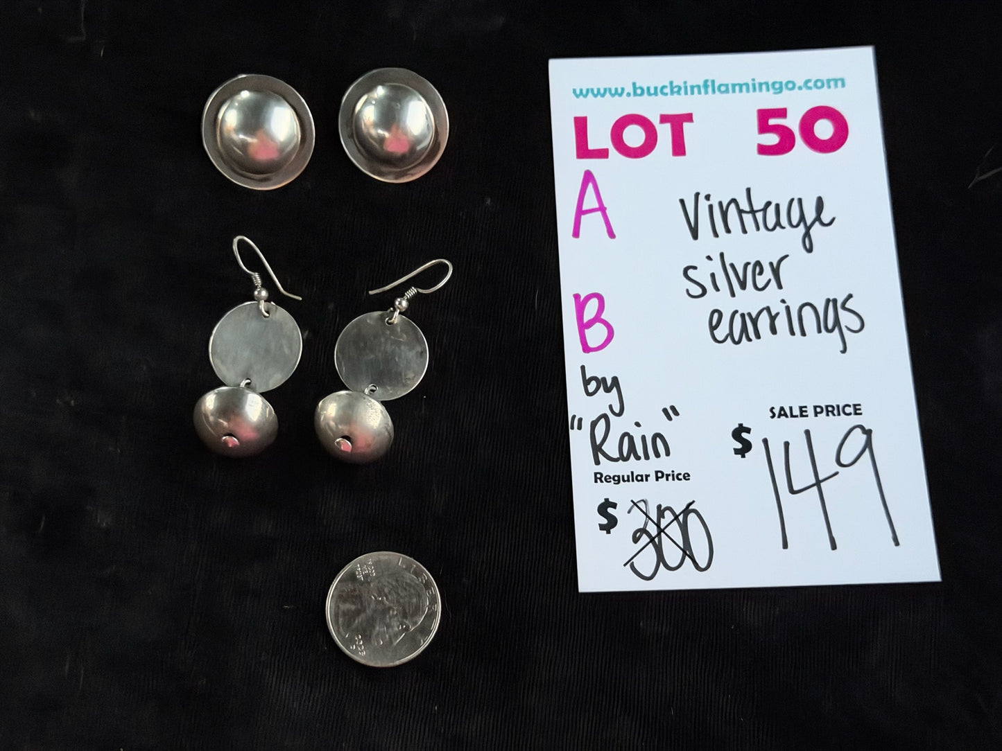 LOT 50 A 8/30 Vintage Silver Earrings by “Rain”