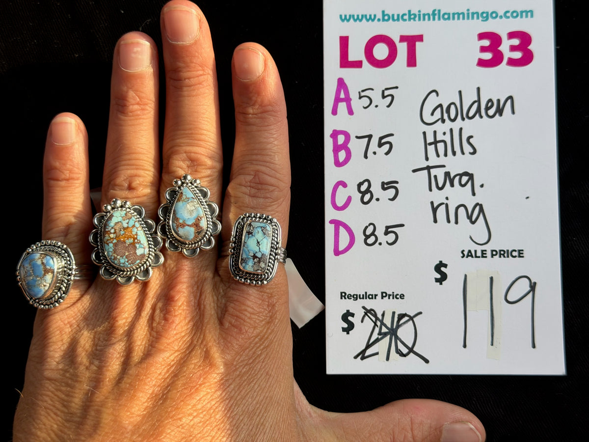 LOT 33 C 9/13 8.5 Golden Hills Turquoise Ring