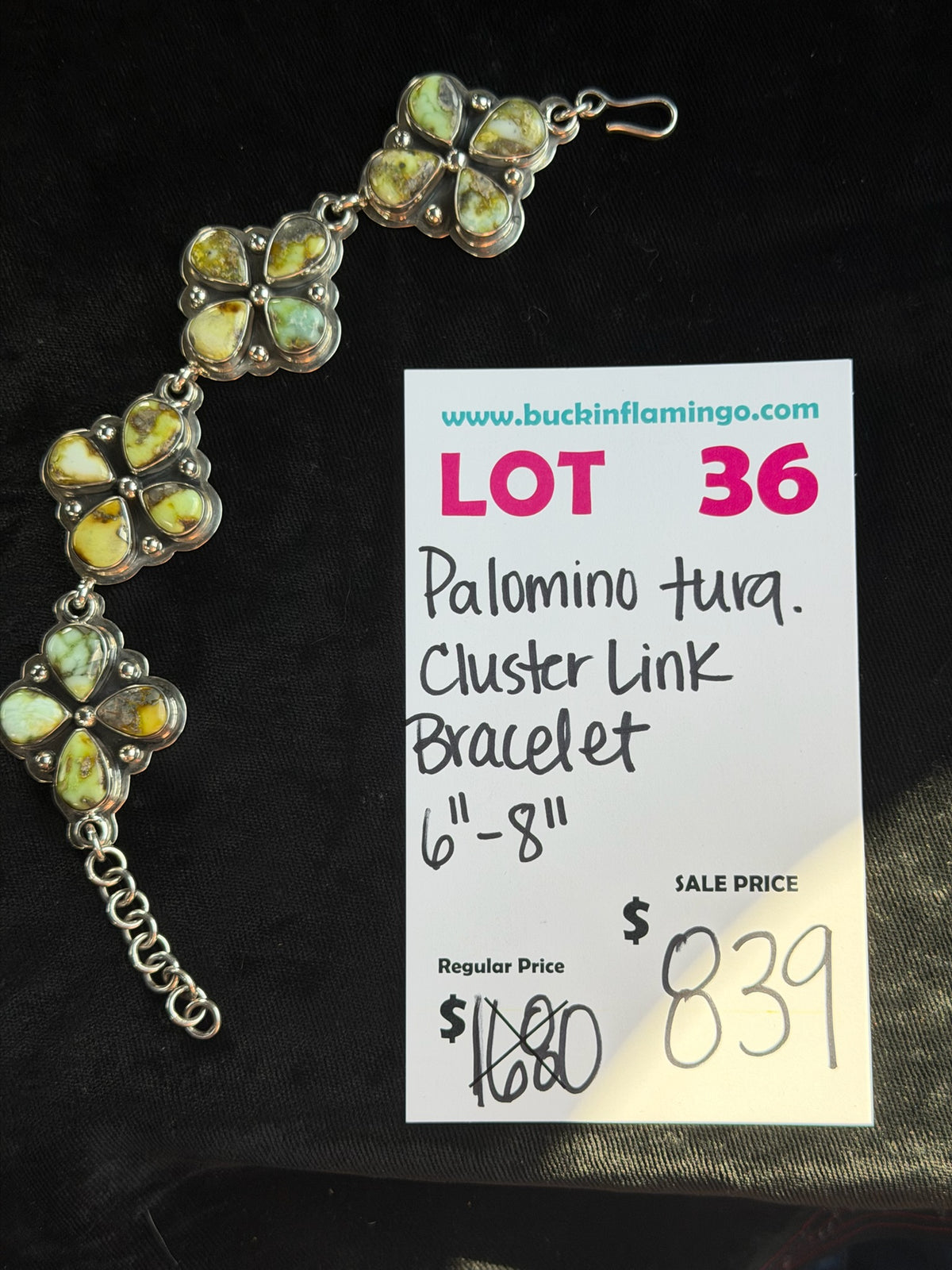 LOT 36 9/27 Palomino Turquoise Cluster Link Bracelet 6”-8”