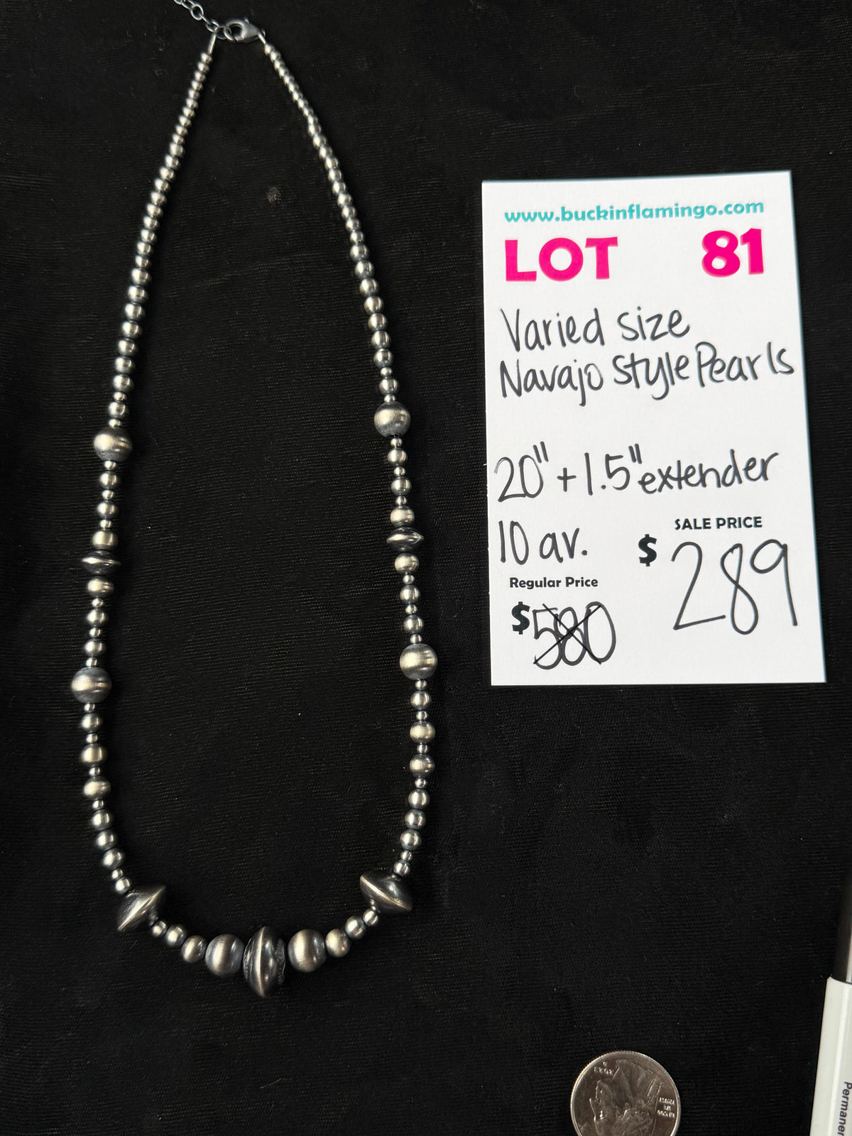 LOT 81 10/4 Varied Size Navajo Style Pearls 20” + 1.5” Extender