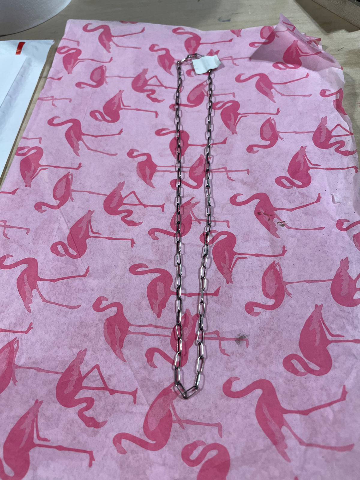 LOT 93 9/13 24” 4mm Handmade Paperclip Chain by Sally Shurley, Navajo