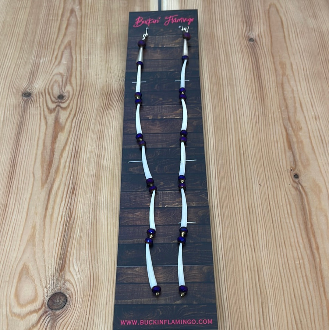 10" Dentalium Shell with Purple Beads