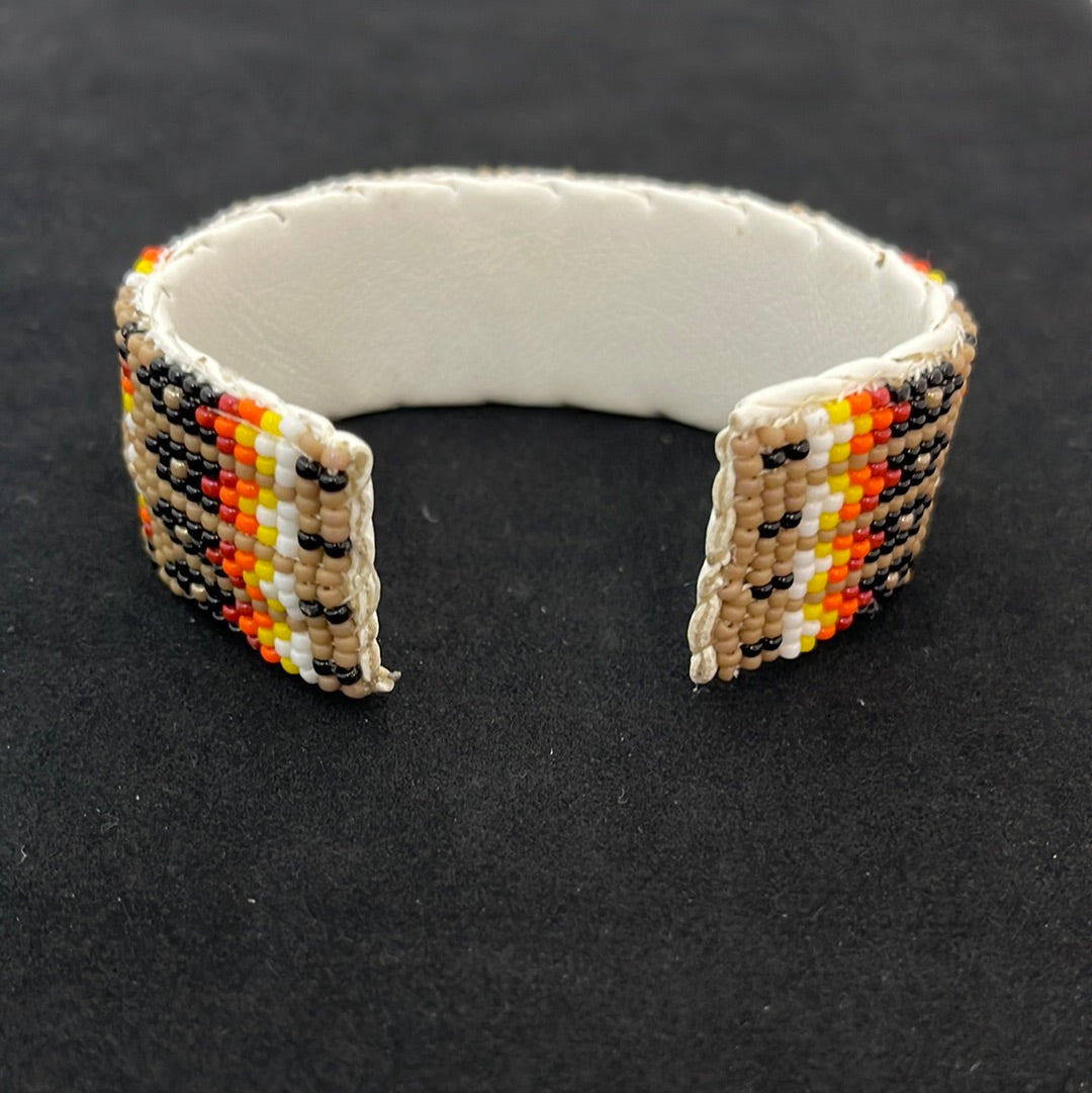 Light Brown Seed Bead Flexible 1” Wide Bracelet