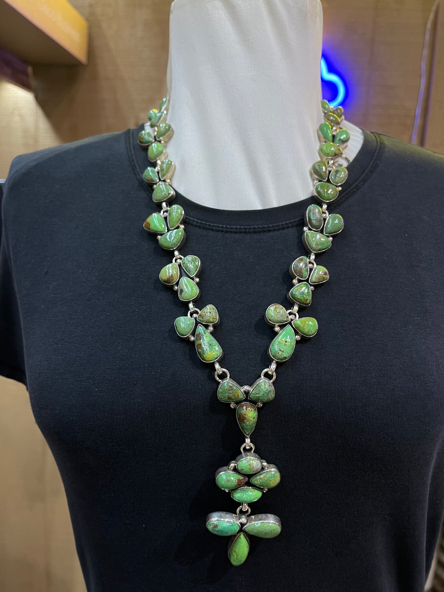 Pixie Turquoise Cluster Lariat Style Necklace