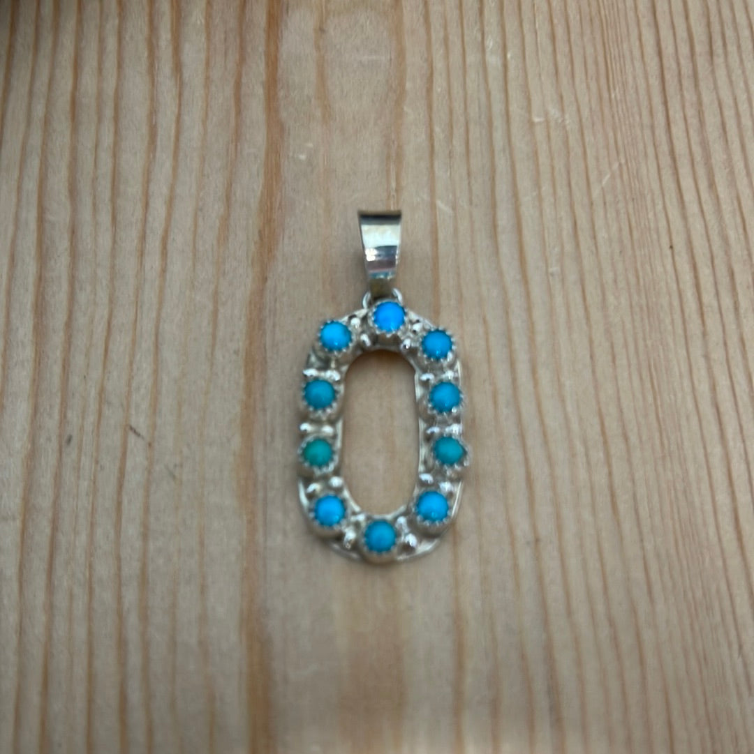 "O" Turquoise Pendant by Scott Skeets, Navajo