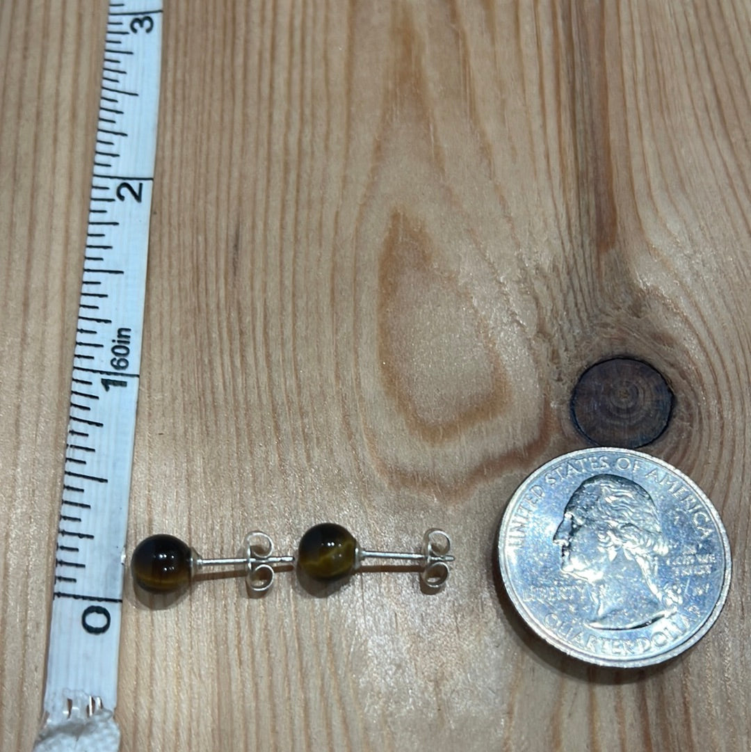 Tiger Eye 6mm Ball Earrings