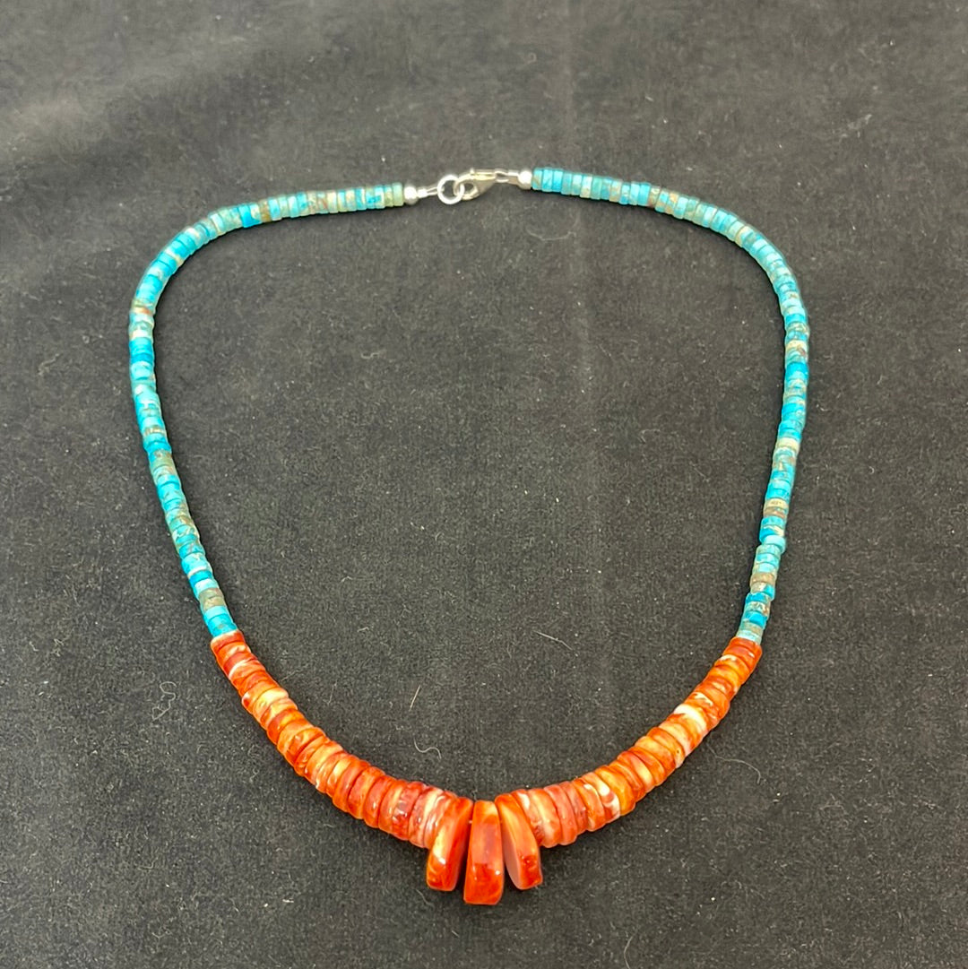 Turquoise & Spiny Oyster Shell 18” Necklace