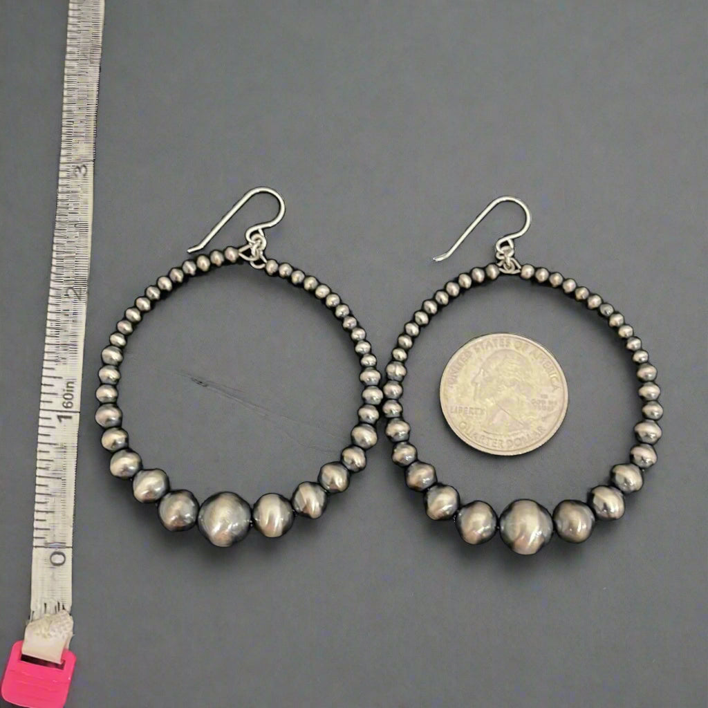 Graduated Navajo Pearl Hoop Hook Earrings