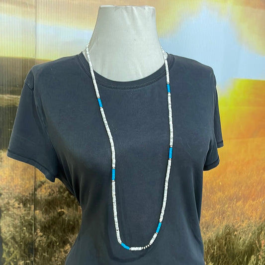 Howlite & Turquoise Heishi Cut 40” Necklace