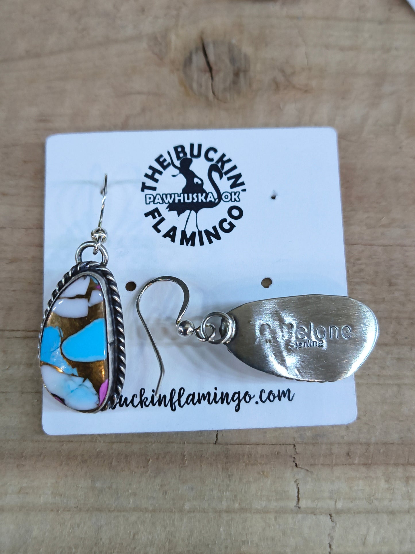 Cotton Candy Dangle Earrings by Chassity Belone, Navajo