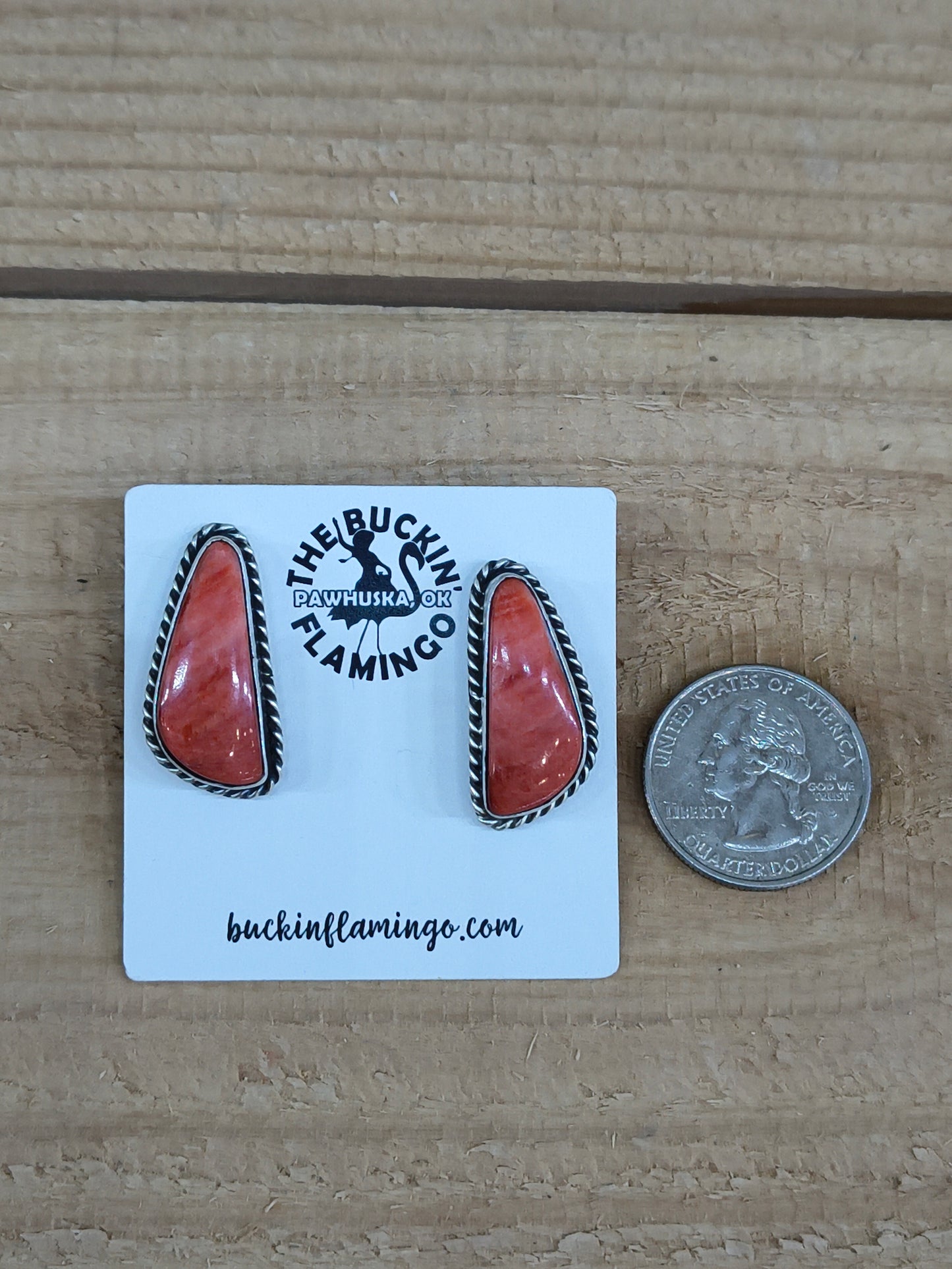Spiny Oyster Shell Post Earrings by Chassity Belone, Navajo