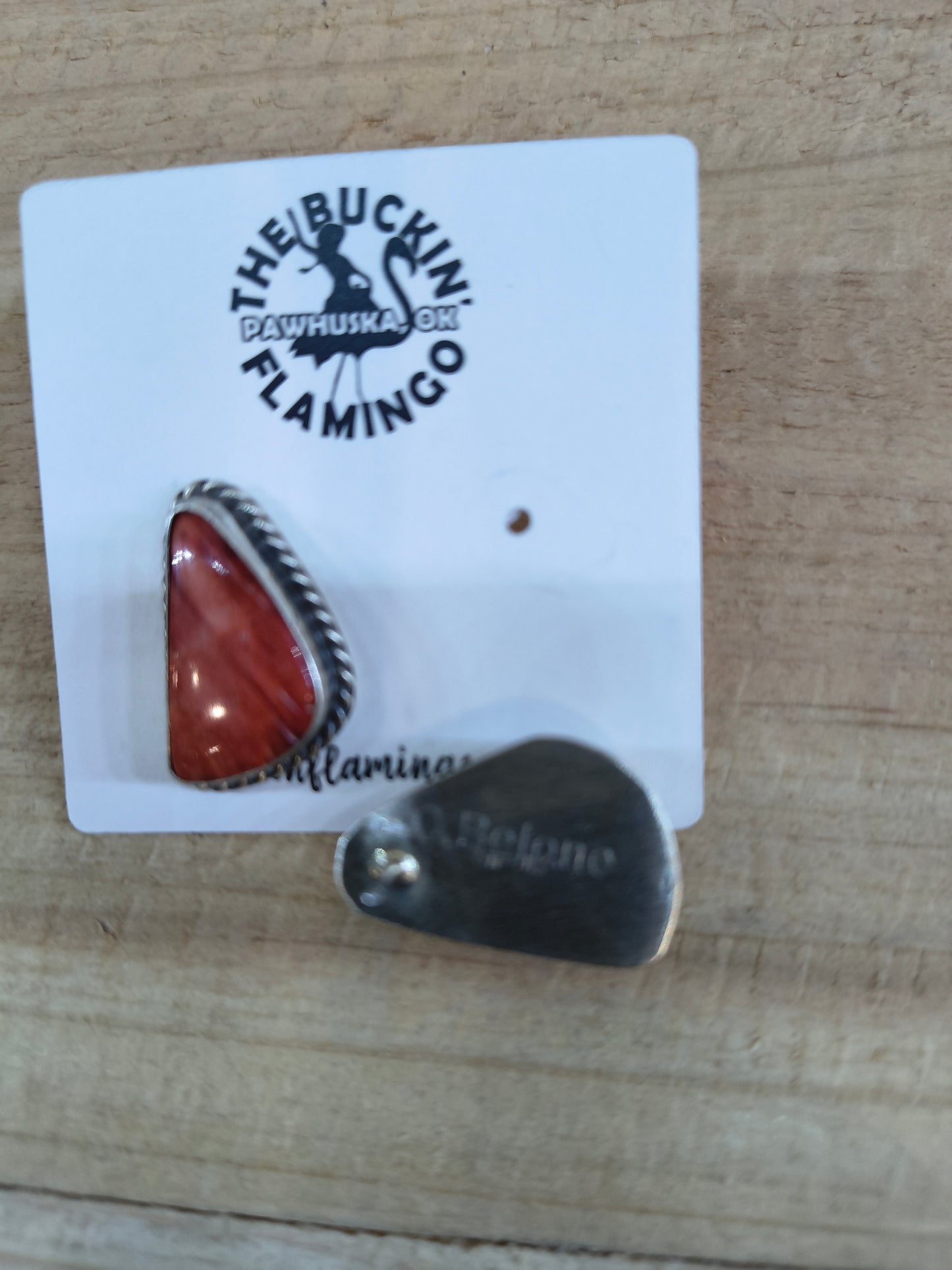 Spiny Oyster Shell Post Earrings by Chassity Belone, Navajo