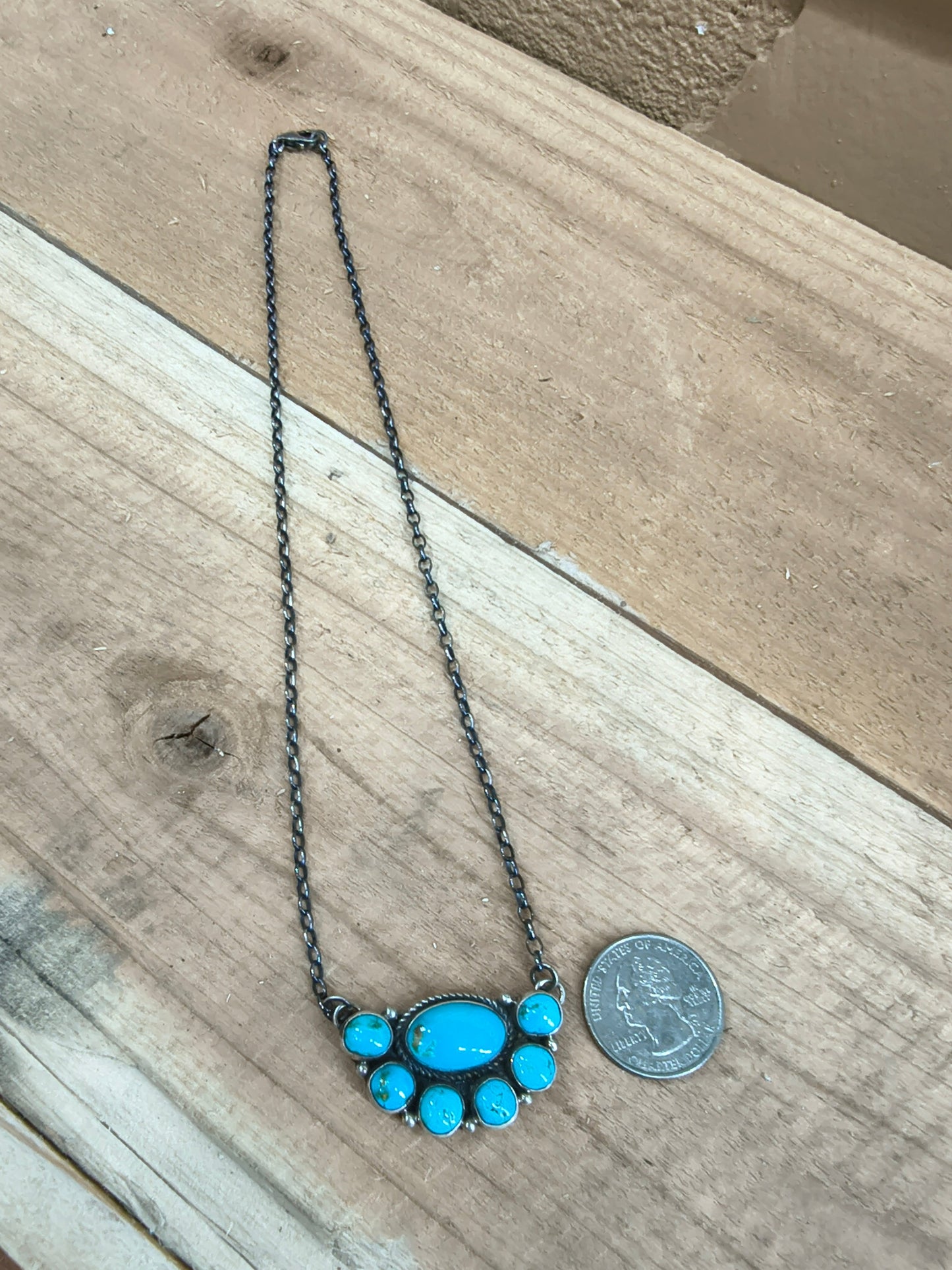16" Half Cluster Turquoise Necklace