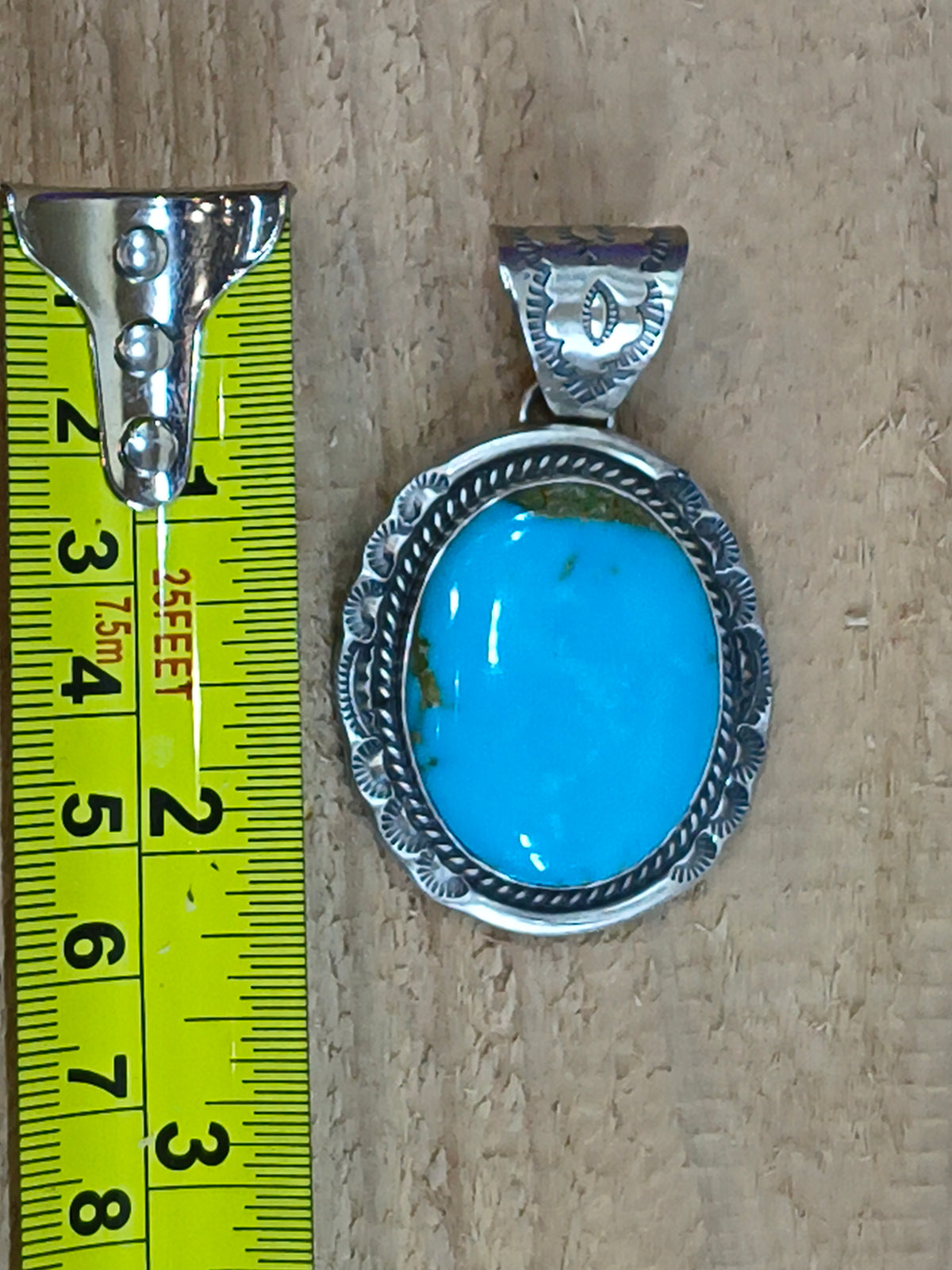 Sleeping Beauty Turquoise Pendant 10mm Bail by John Nelson, Navajo