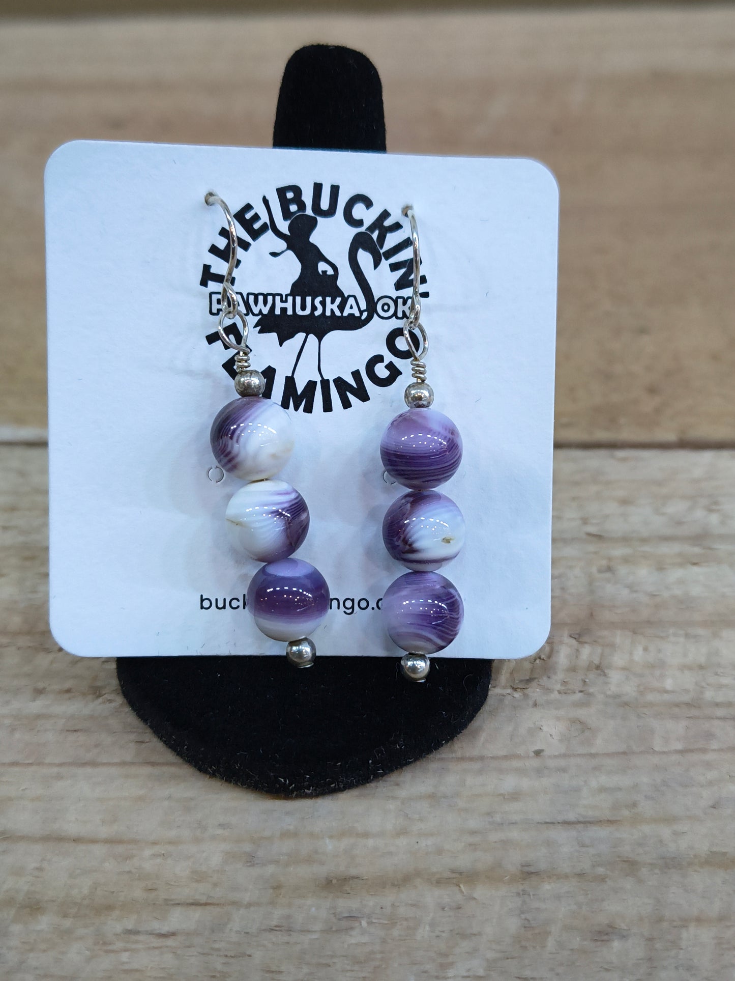 3 Wampum Shell Dangle Earrings